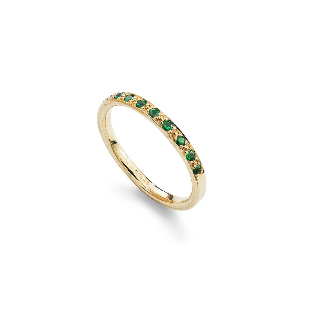 Tsavorite & Yellow Gold Half Eternity Ring