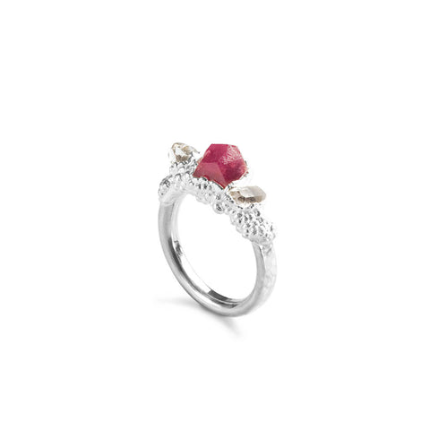 Garnet & Herkimer Crystal Ring