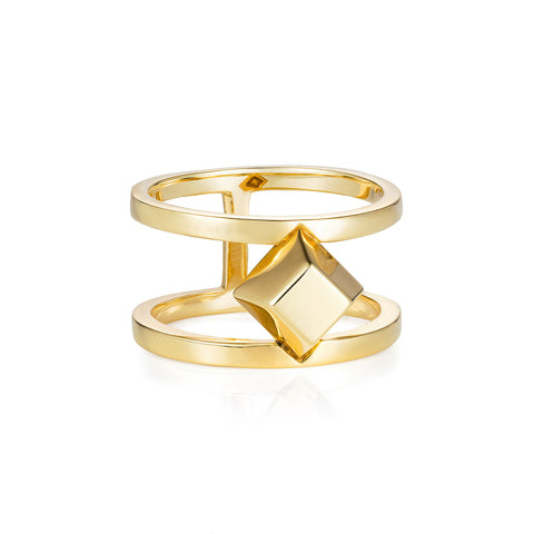 Large Gold Pyramid Ring
