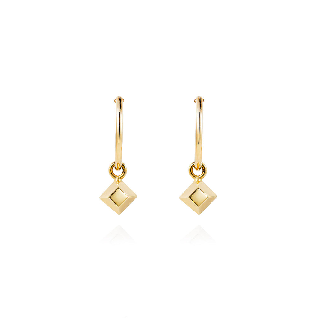 Mini Pyramid Gold Hoop Earrings