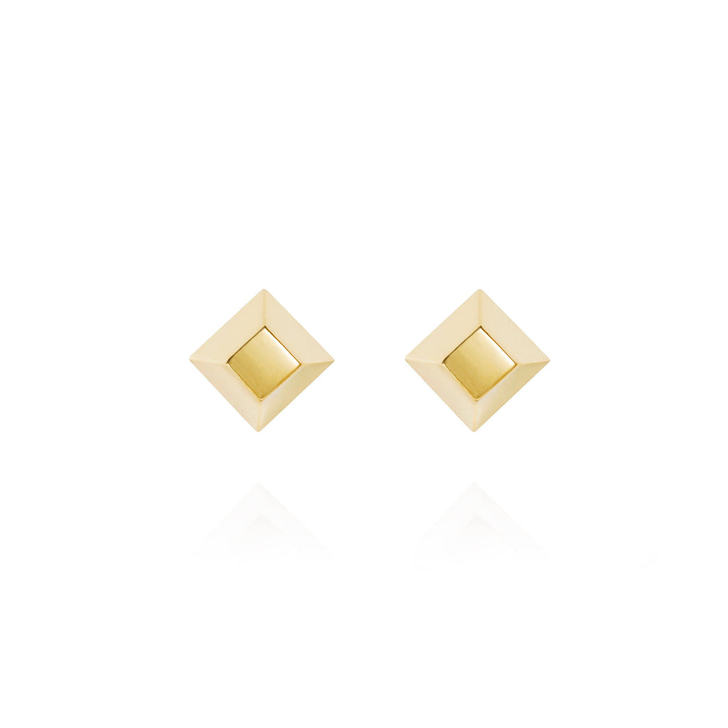 Gold Pyramid Stud Earrings Gold Pyramid Stud Earrings