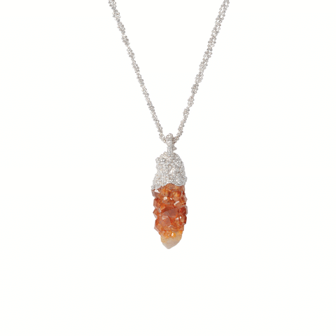 Spessartine Garnet & Quartz Necklace