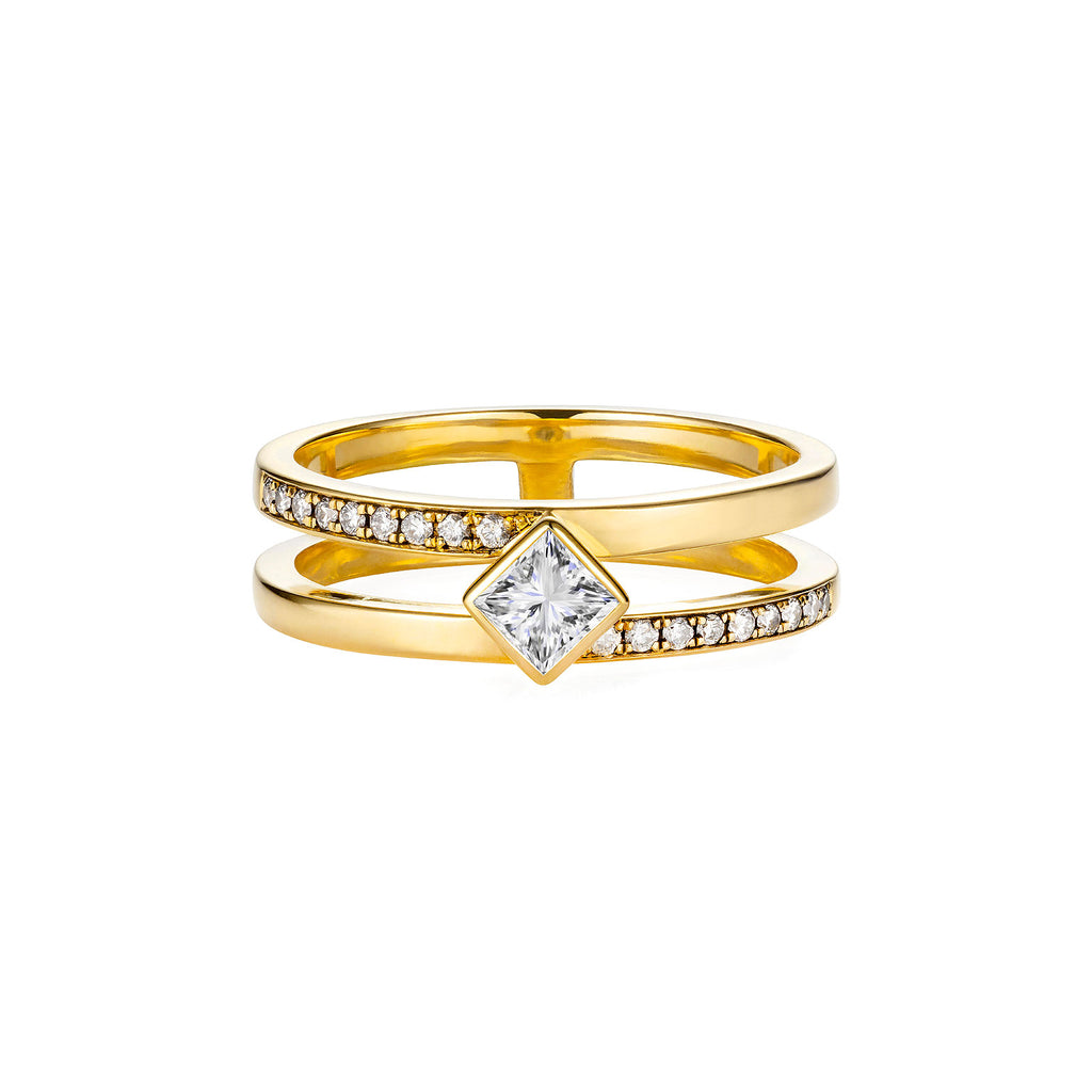 Diamond Double Band Gold Ring