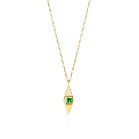 Emerald & Gold Pyramid Necklace