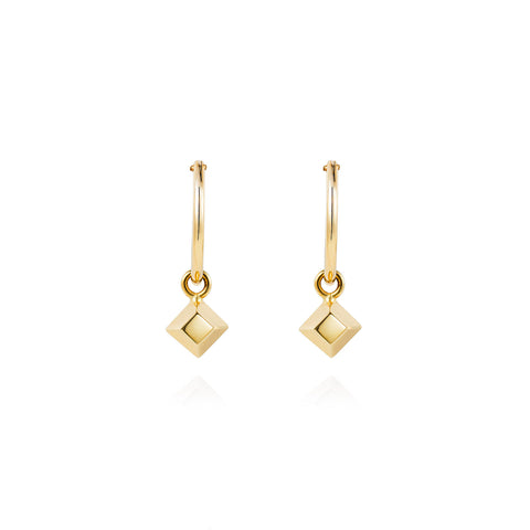 Mini Pyramid Gold Hoop Earrings
