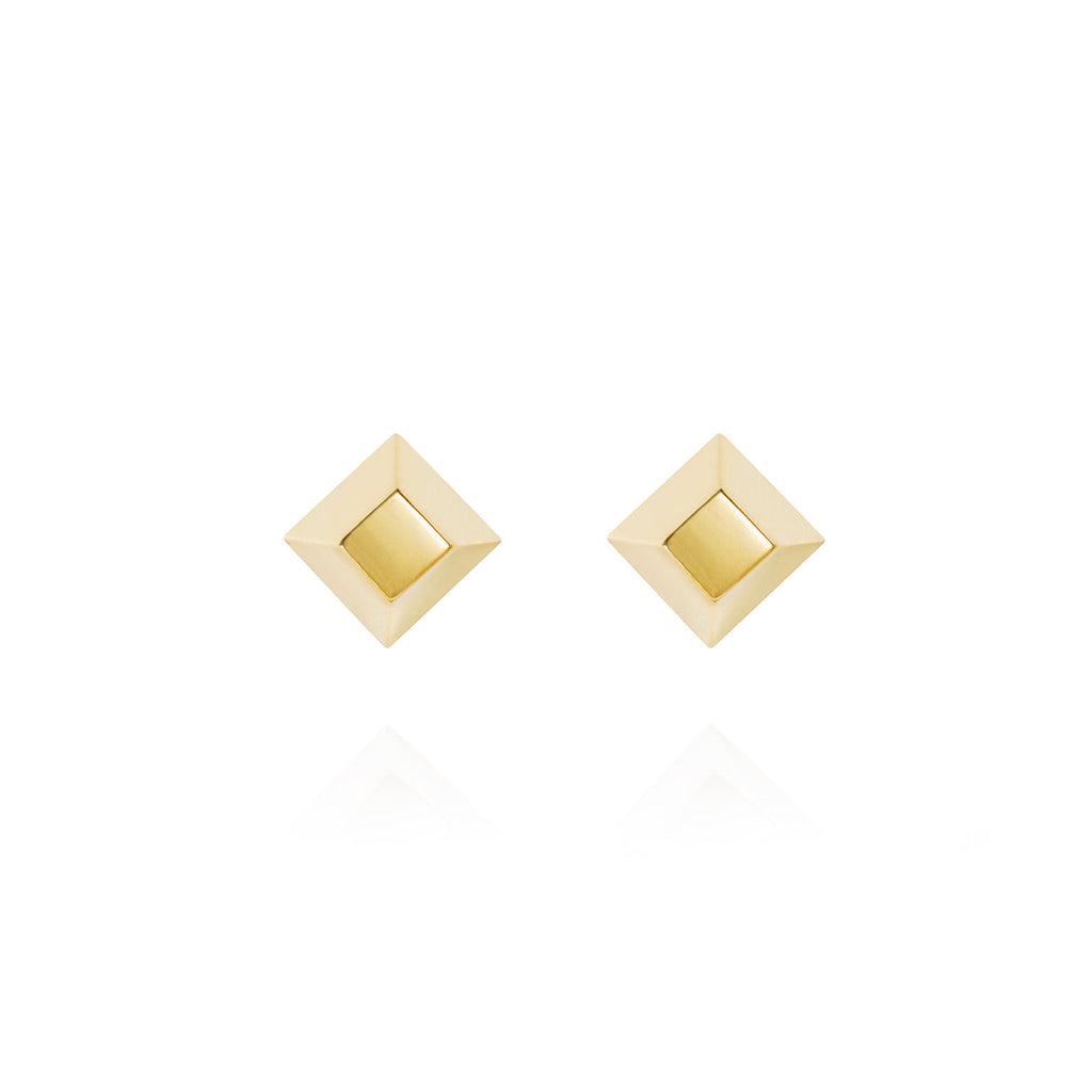 Gold Pyramid Stud Earrings