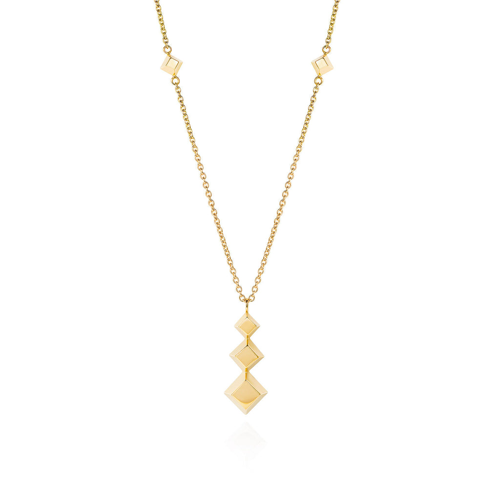 Triple Pyramid Gold Necklace