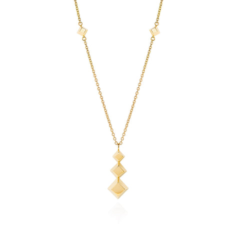Triple Pyramid Gold Necklace